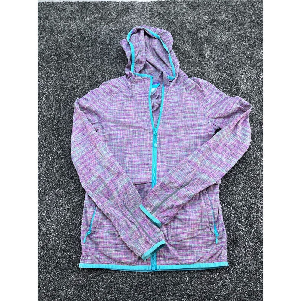 Ivivva Girls Hooded Lightweight Zip-Up Jacket Size 12 Purple & Turquoise‎ Plaid